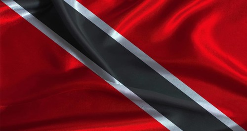 Trinidad and Tobago flag with cloth textured background. National flag of Trinidad and Tobago with