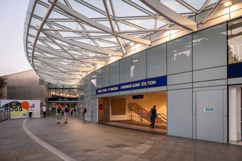 Entrance to Kings Cross St Pancras Underground Station, Borough of Camden, London, England, Great