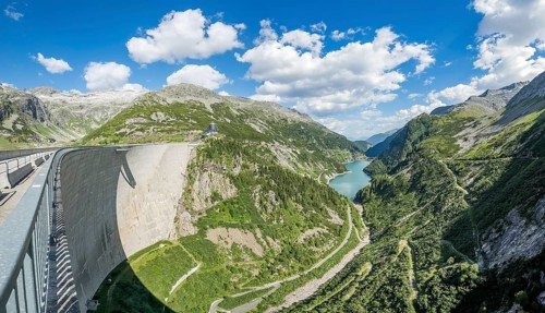 Panoramic view from the air side facing away from the water with Airwalk viewing platform at a