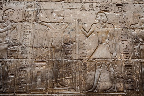 Relief with huge penis, Luxor Temple, UNESCO World Heritage Site, Luxor, Egypt