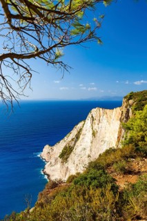 Zakynthos island, coast, white limestone cliffs, Ionian Sea, summer bay, beach, shipwreck, Navagio