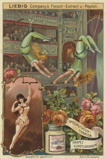 Picture series of specialty theatre, trapeze artists in the theatre, Liebigbild, digitally restored