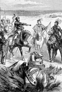 A herald delivering a challenge to the duel from Lord Huntley to the Duke of Somerset, a prelude to