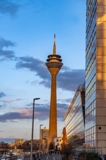 The Rhine Tower in Düsseldorf, Media Harbour, North Rhine-Westphalia, Germany