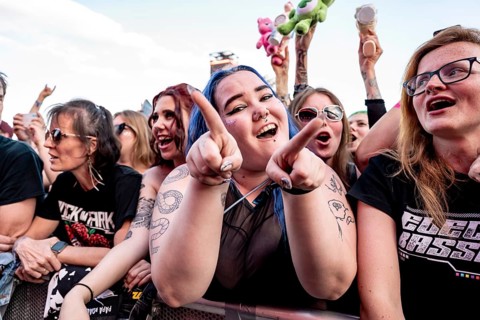 Fans celebrate at Electric Callboy at Rock im Park on Zeppelin Field in Nuremberg on 05.06.2026