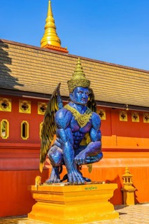 Statue of a human-bird-like creature, Garuda, Buddhist temple complex Wat Phra That Don Phra Chan,