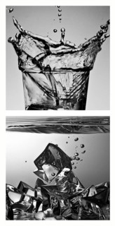 Picture couple, ice cube cubes have fallen into a water glass