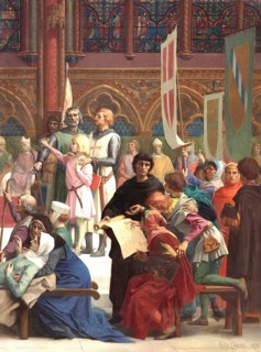 Detail from the painting *King Louis IX Adjudicating*. Part of a cycle of frescoes depicting the