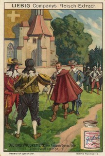 Picture series The Three Musketeers, The Duel, Liebigbild, digitally restored reproduction of a