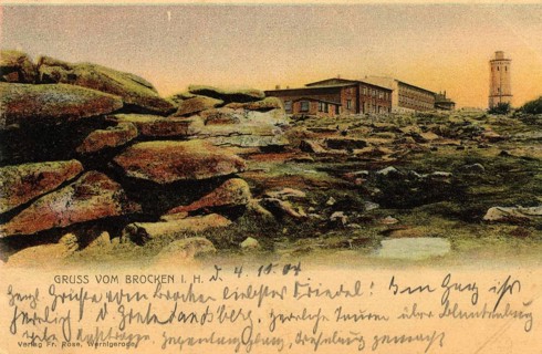 Historical postcard around 1900, Brocken im Harz, Saxony-Anhalt, Germany, reproduction of a