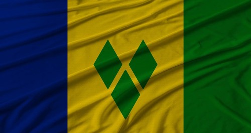 Saint Vincent and the Grenadines flag waving. Flag of Saint Vincent and the Grenadines with cloth