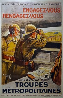 1938 Second World War Two vintage military recruitment poster by the French Ministry of War