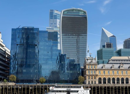The Walkie-Talkie building modern skyscrapers of the City of London, England, UK