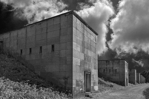 Towers around the formerly planned stadium, should plumbing be used, Reichsparteitagsgelände, cloud