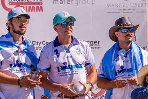 Heino Ferch, polo player, rider, award ceremony, polo tournament, 1295 Polo Masters, Sylvenstal,