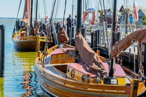 Sailing boats in the port of Althagen Ahrenshoop Baltic Sea Germany