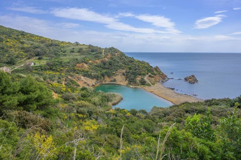 Sulphurous lake Laghetto di Terra Nera, Porto Azzurro, Province of Livorno, Italy