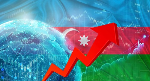 Global financial growth with Azerbaijan flag. Financial growth with Azerbaijan flag on economic