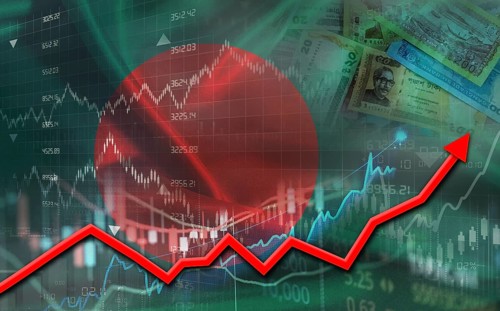 Bangladeshi economic growth on financial graph. Bangladesh financial growth on market graph
