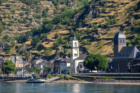 The town of St. Goarshausen on the Rhine, in the Upper Middle Rhine Valley World Heritage Site
