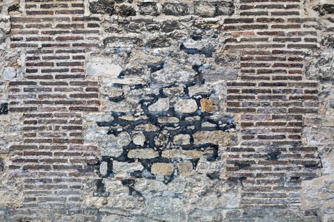 Weathered bricks, brick, full format, Troyes, Aube department, Grand Est region, France