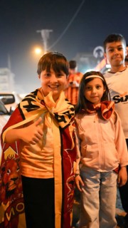 Thousands of Galatasaray fans gather in the streets to celebrate the club winning the Turkish Super