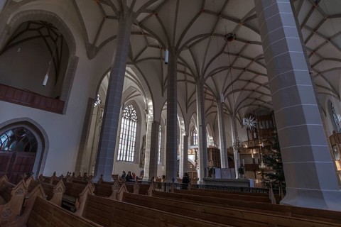 Gothic vault of St. Peter's Cathedral, simultaneous church, built 1213-1221, Bautzen, Upper