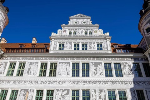Residenzschloss, Sgrafitti im großen Schlosshof, Dresden, Saxony, Germany