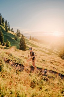Summer trail running and hiking in the Alps on the Riedberg Pass between Obermaiselstein and