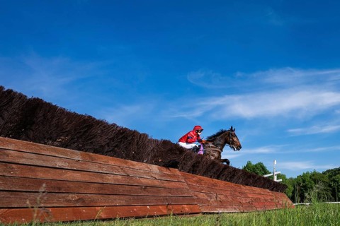 WROCLAW, POLAND - MAY 10, 2026: Horse race track WTWK Partynice. International steeplechase for