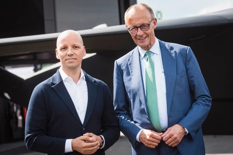 Friedrich Merz accompanying the Chancellor on a tour of the ILA (International Aerospace