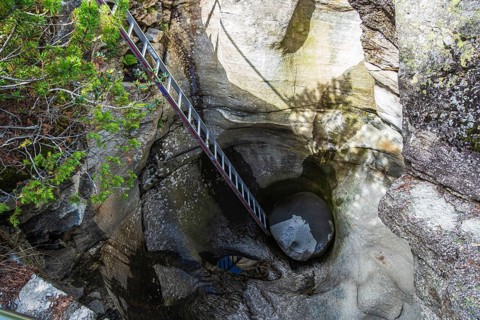 Gacial pothole (or: glacier mill), glacial park Cavaglia, near Cavaglia train station, Bernina