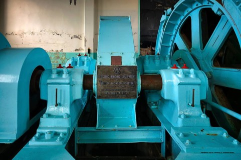 Interior view, winch building, conveyor, reel, company BTH British Thomson Houston, Winder House,