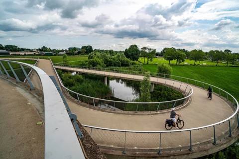 Ramp on the Liniebrug, bicycle and pedestrian bridge over the Amsterdam-Rhine Canal near the