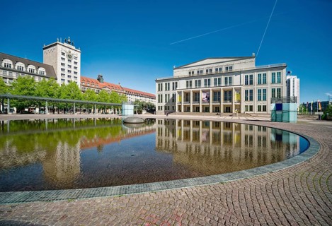 Krochhochhaus und Leipziger Oper am Augustusplatz, opera house, concert house, music, theatre,