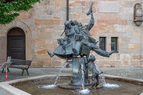Wallenstein fountain, created by sculptor Ludwig Manz, 1920 to 1990, erected in 1985 on