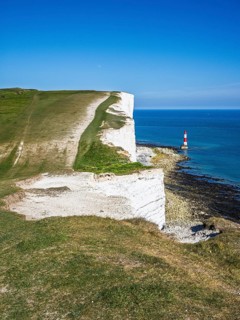 Beachy Head Lighthouse, Beachy Head Cliffs, English Channel, East Sussex, England, United Kingdom