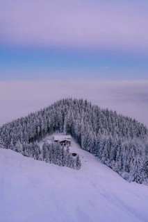 Sunrise snow tour on the Tegelberg in the Allgäu in Bavaria. Winter Wonder Land, Germany