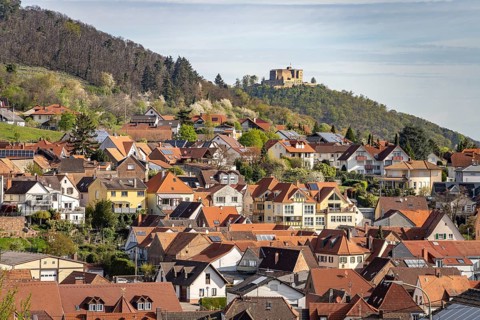 Sankt Martin and Hambach Castle, Southern Wine Route, Rhineland-Palatinate, Germany