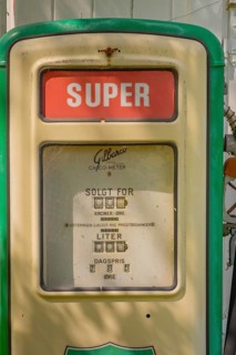 Detailed view of an old gas pump, Nedre Eggedal, Buskerud, Norway