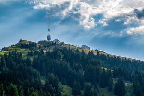Rigi Kulm with radio tower, Arth, Switzerland