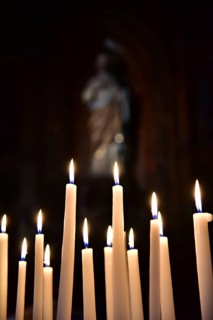 Sacrificial candles in a church, France