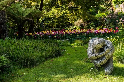 Botanical garden with sculptures in spring, artist Seo Young Deok, Light Garden, Andre Heller,