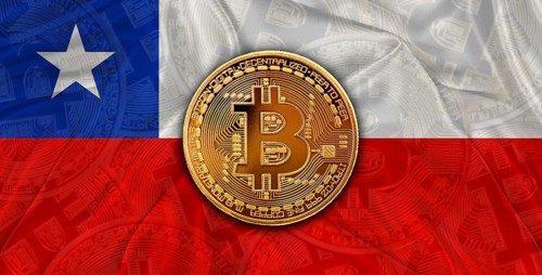 Investors in Blockchain Technology with Chile flag background. Bitcoin cryptocurrency with Chilean