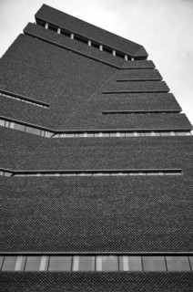 Façade of the Tate Gallery of Modern Art, former combined heat and power plant, Bankside,