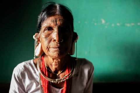 Portrait of a woman from the Lanjia saora tribe (Odisha, India) . She is one of the last person of