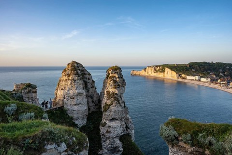 Distinctive rock formation and landmark Chambre des Demoiselles with a bridge over a crevice on the