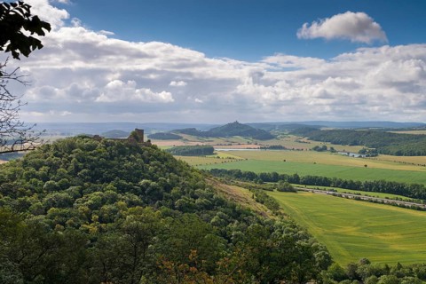 Germany, Thuringia, Thuringia, Thuringian Basin, Wachsenburg Castle, cultivated landscape,