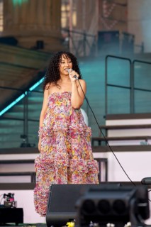 Suena, singer supporting Alphaville live at the Classic Open Air on Berlin's Gendarmenmarkt on 14