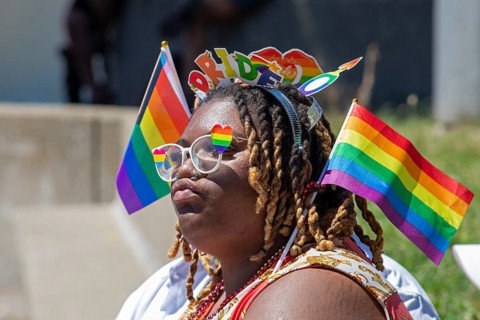Detroit, Michigan - Gay, lesbian, bisexual, and transgender activists and their allies attend Motor